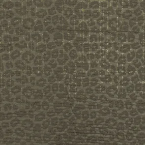 Ash Olive-Gold Crinkle Leopard Metallic Plaid Stretch Double Knit Fabric