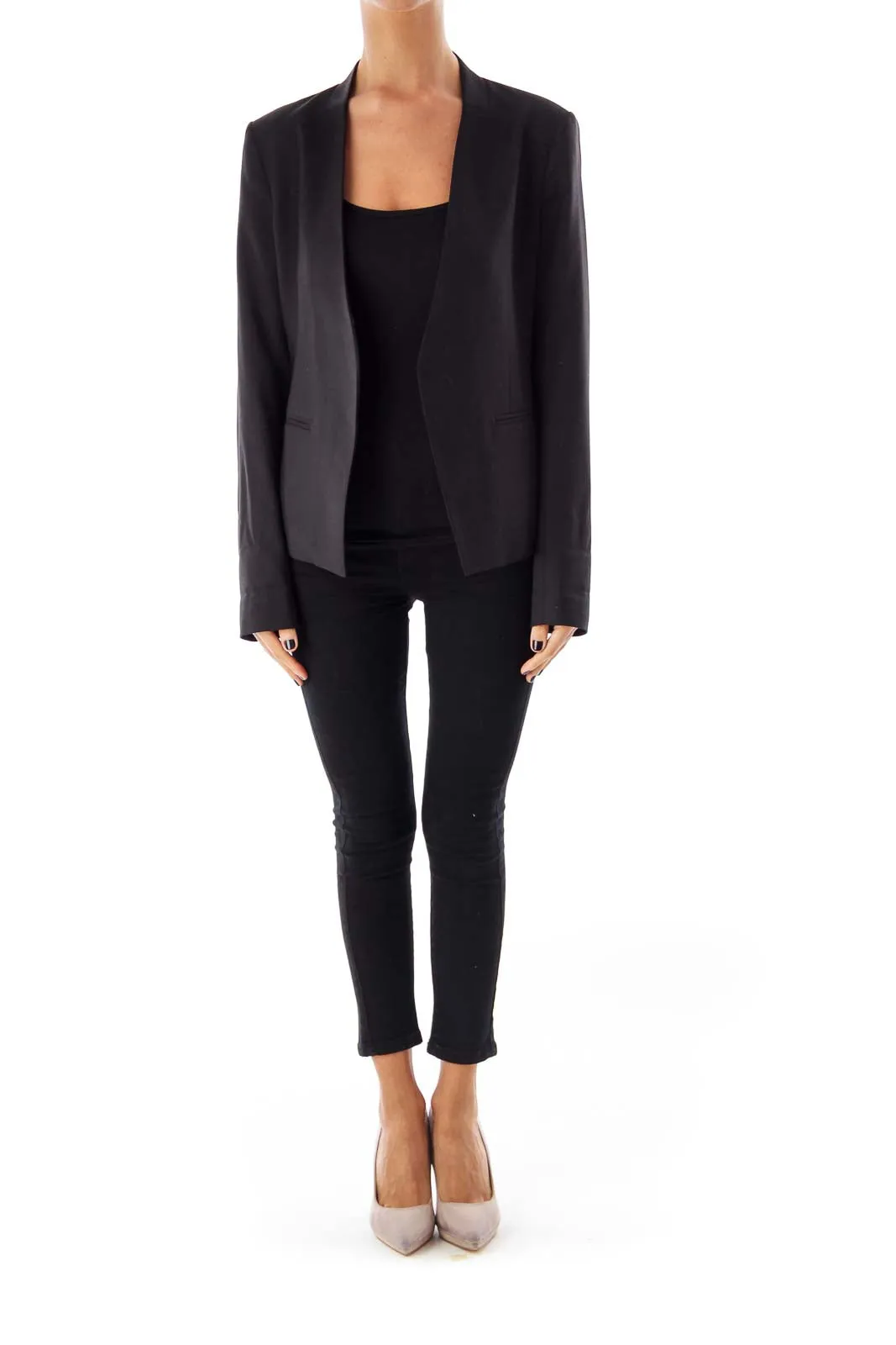 Black Stretch Open Jacket