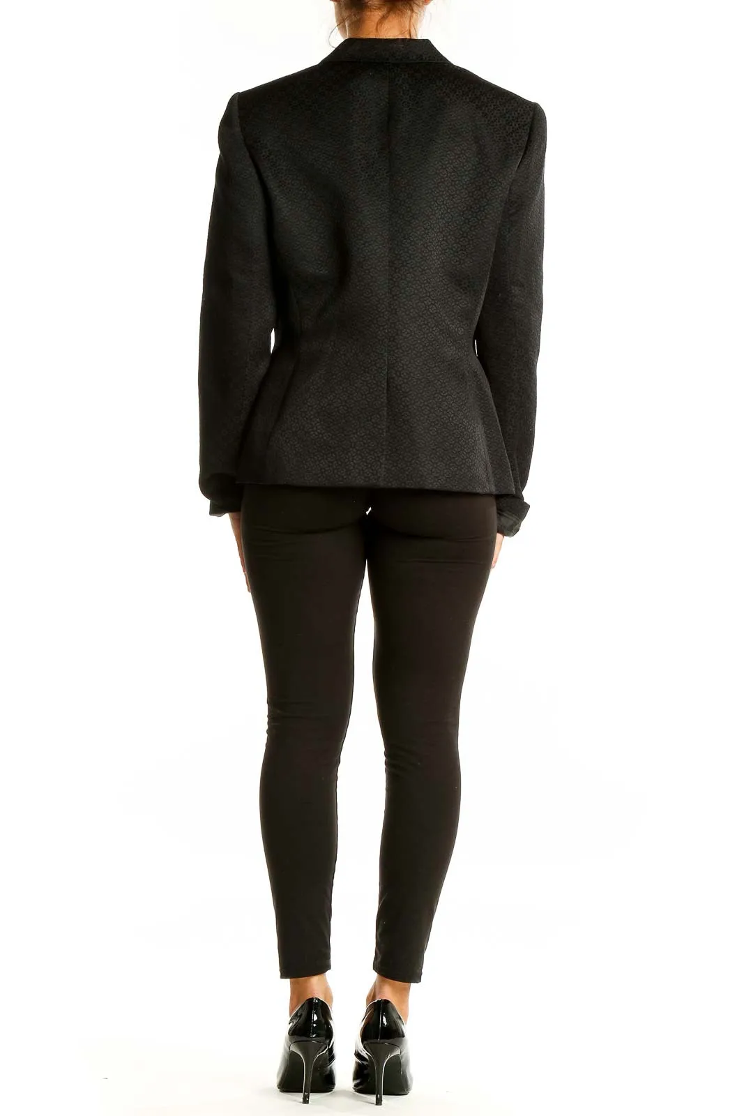 Black Textured Polyester Blazer