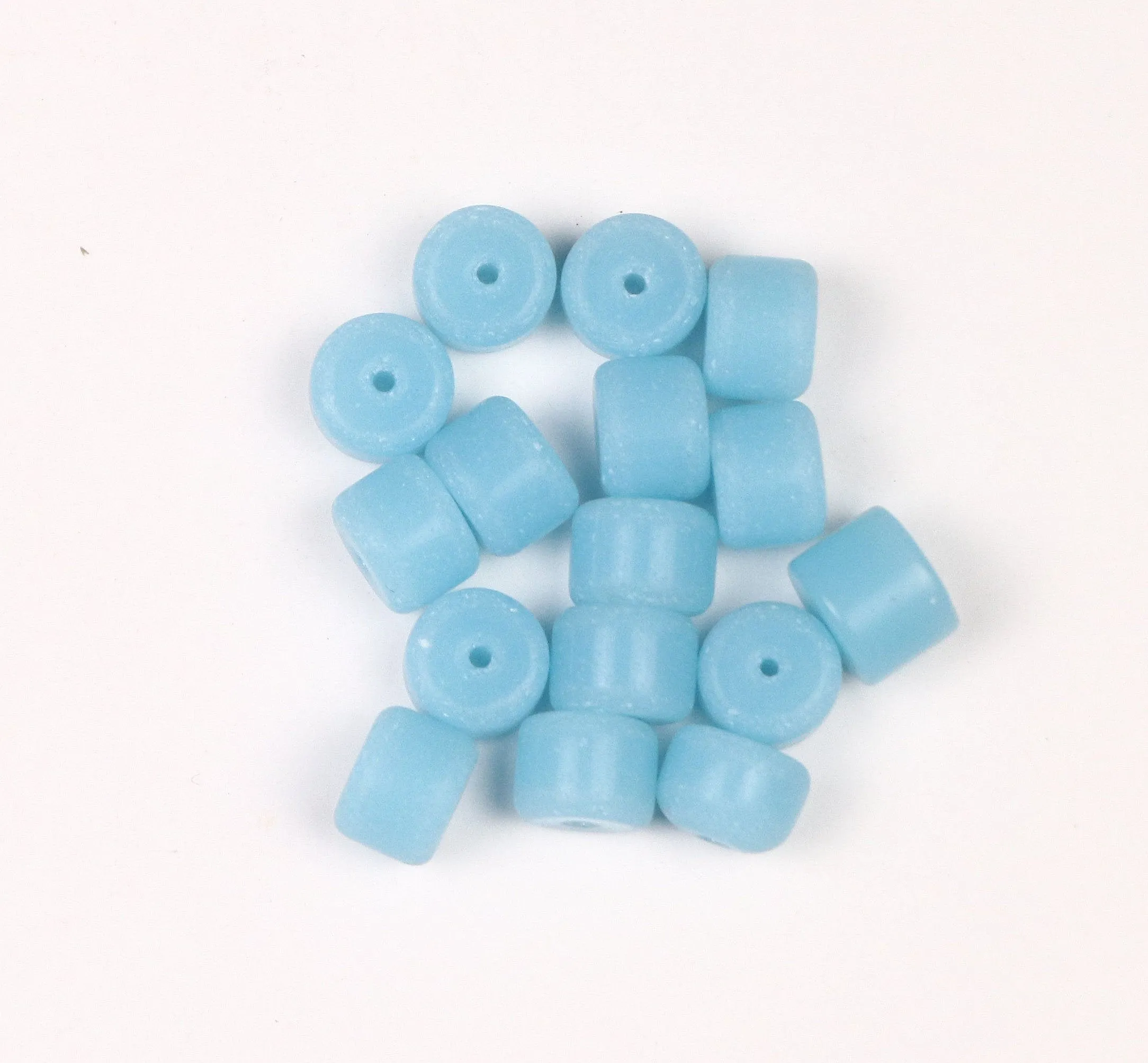 Blue Fancy Tyre Glass Beads- 8x10 mm