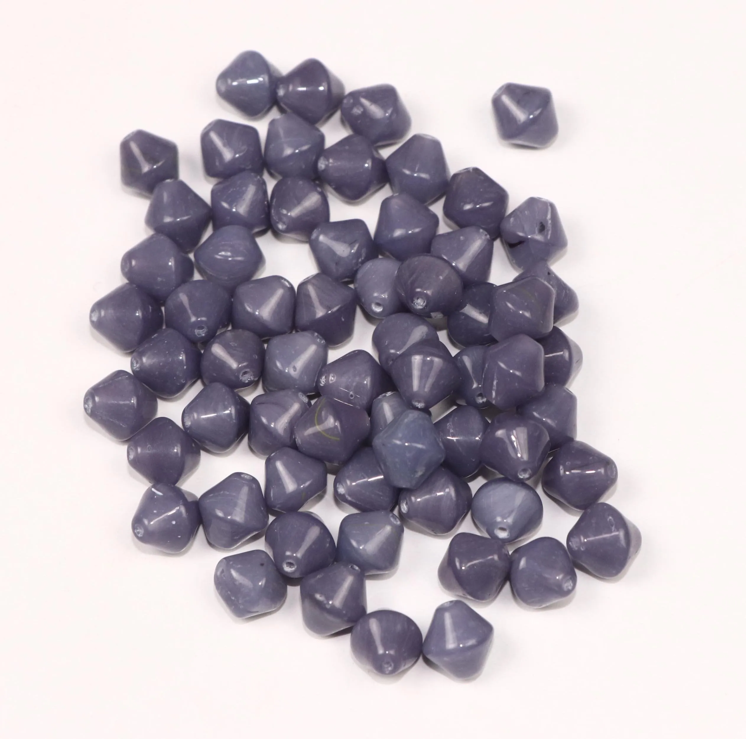 Blue Gray Bicone Fancy Glass Beads- 8x8 mm