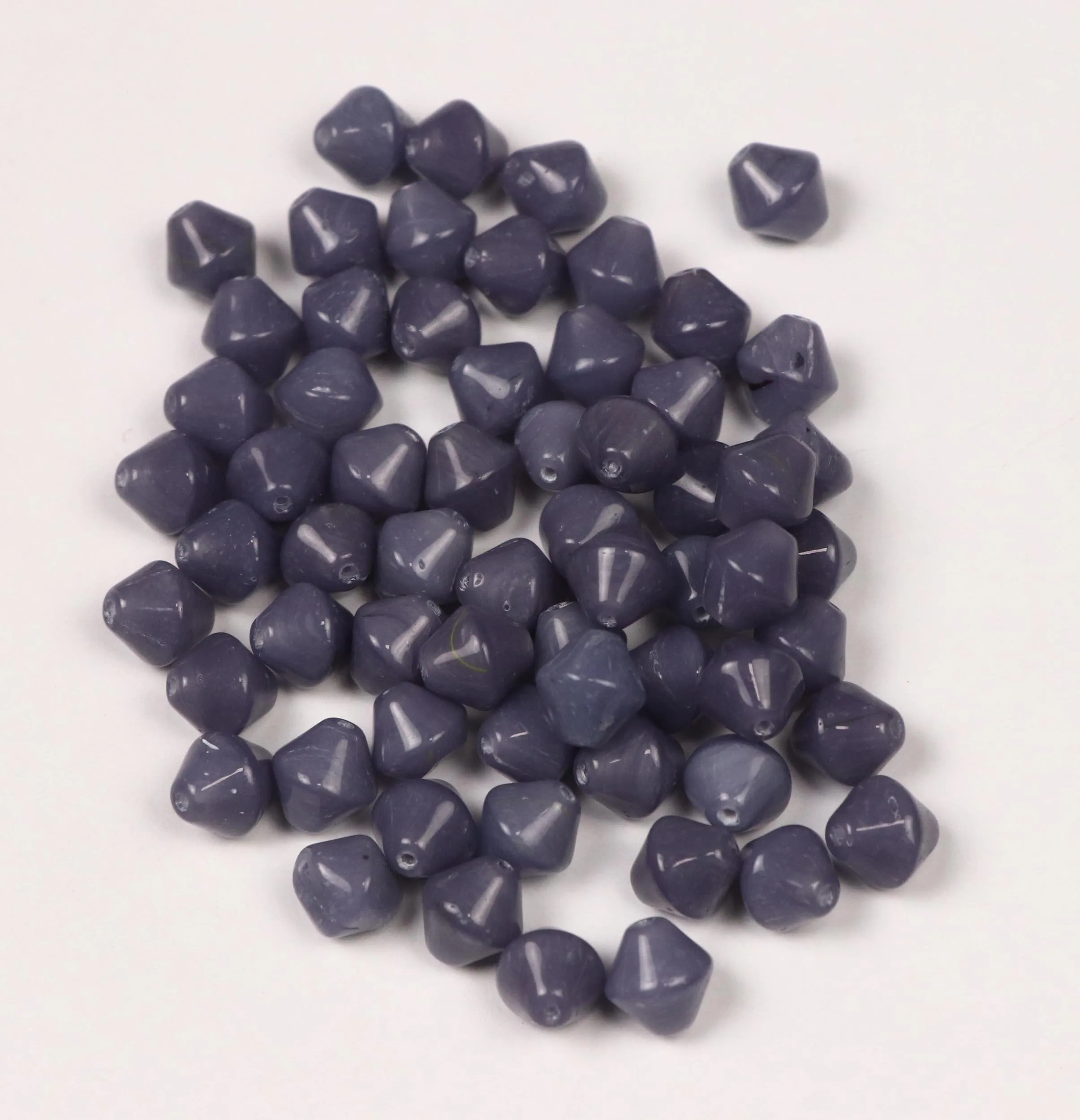 Blue Gray Bicone Fancy Glass Beads- 8x8 mm