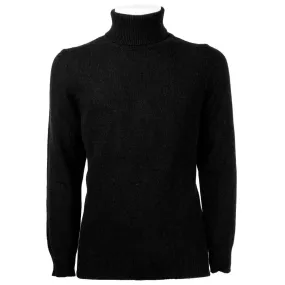 Emilio Romanelli Black Cashmere Men's Turtleneck Sweater