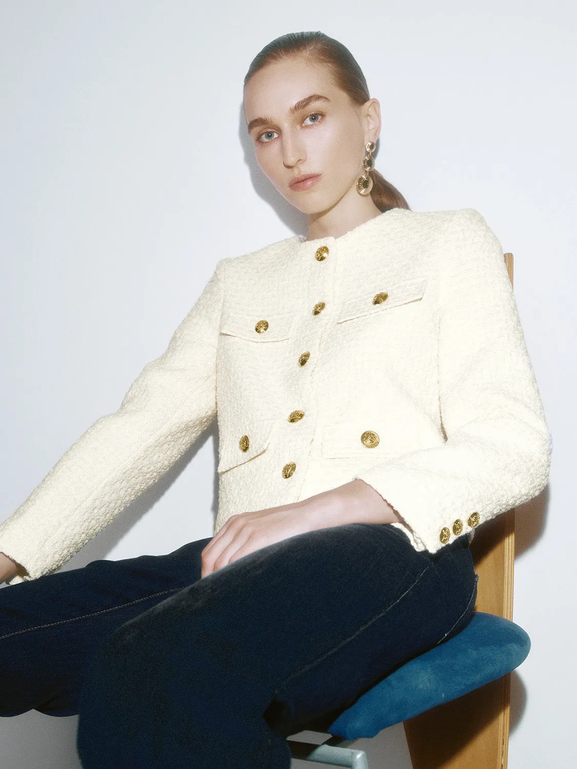 Golden Button Regular Tweed Jackets