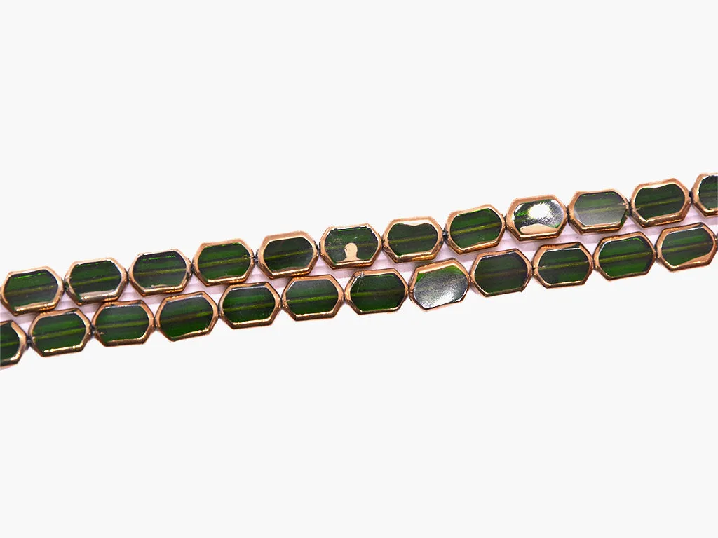 Green Hexagonal Designer Glass Beads