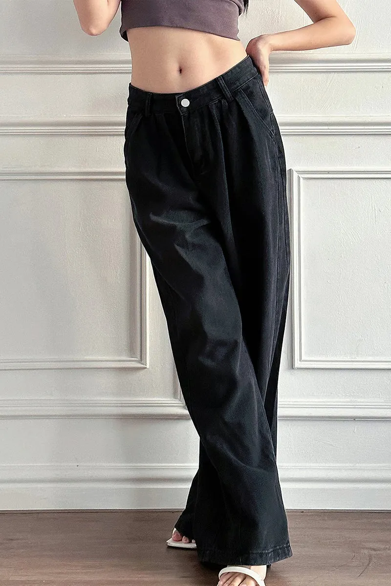 HPS1080 Wide-Leg Denim Trousers Pants