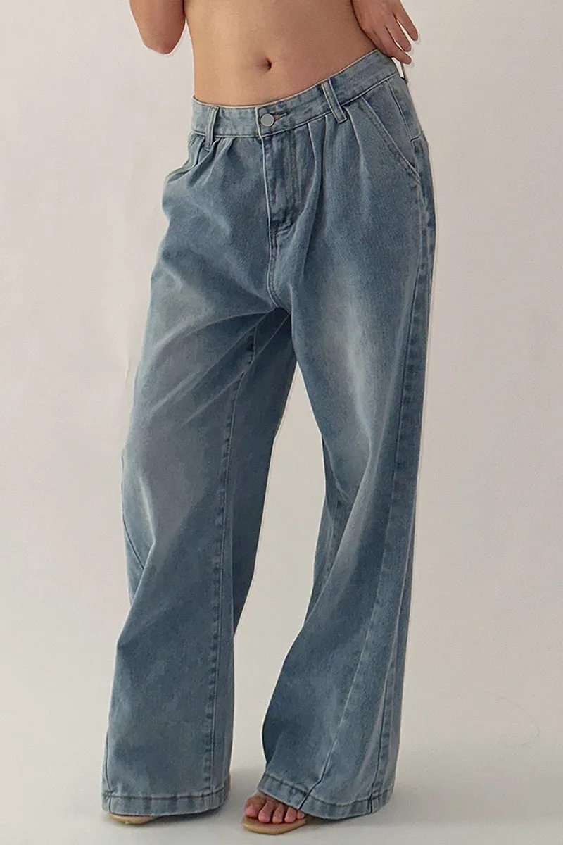 HPS1080 Wide-Leg Denim Trousers Pants