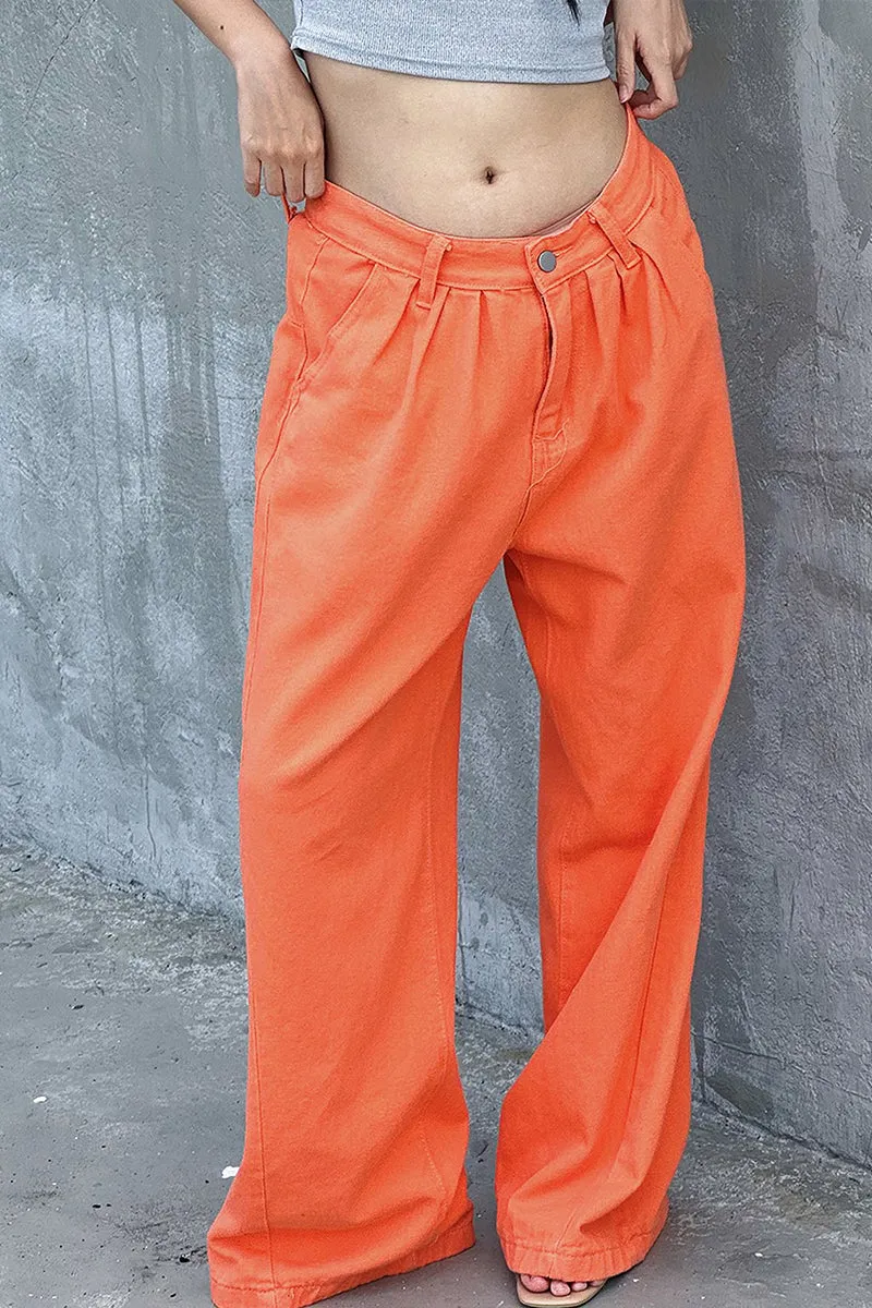 HPS1080 Wide-Leg Denim Trousers Pants