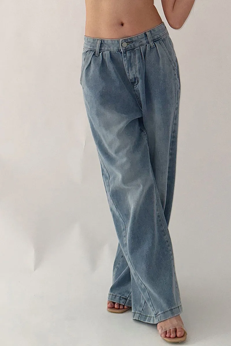 HPS1080 Wide-Leg Denim Trousers Pants