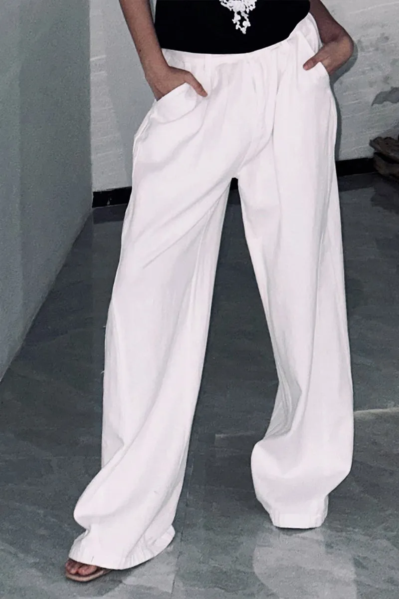 HPS1080 Wide-Leg Denim Trousers Pants