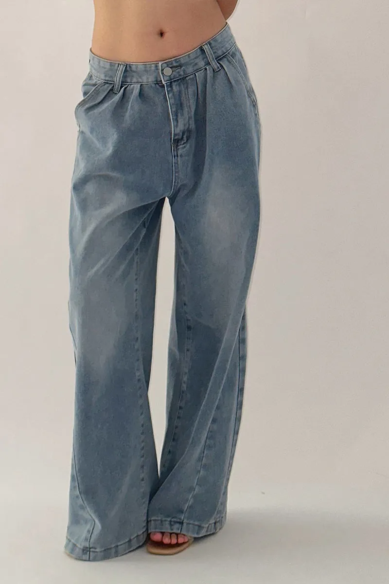 HPS1080 Wide-Leg Denim Trousers Pants