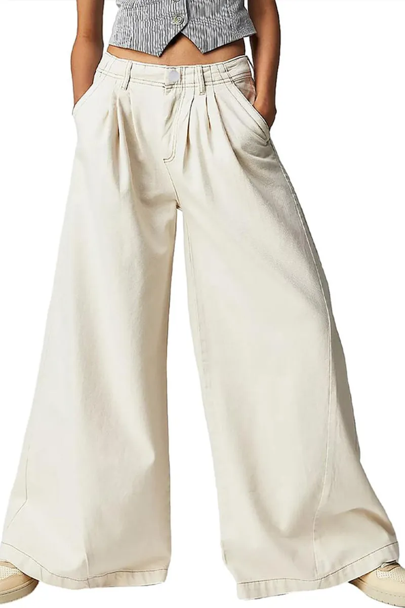 HPS1080 Wide-Leg Denim Trousers Pants