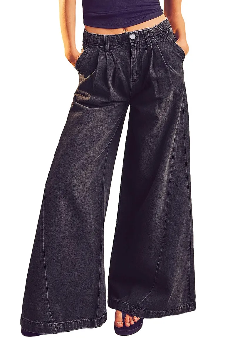 HPS1080 Wide-Leg Denim Trousers Pants