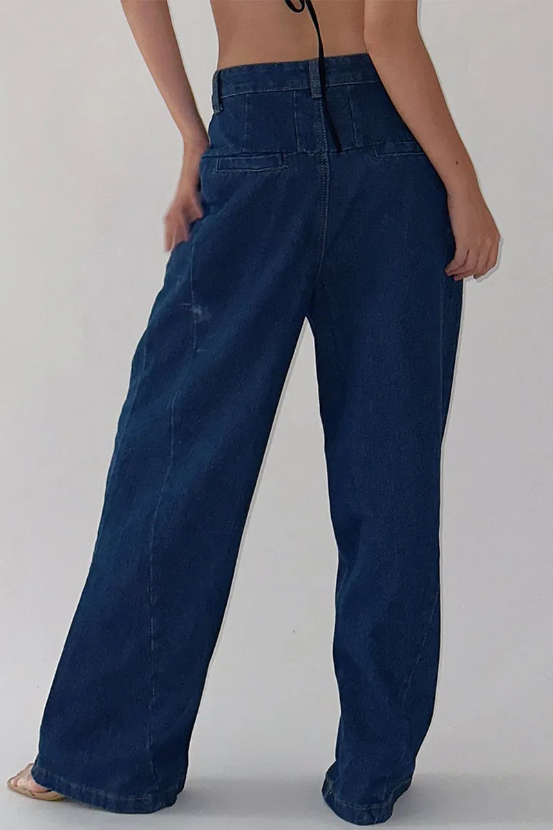 HPS1080 Wide-Leg Denim Trousers Pants