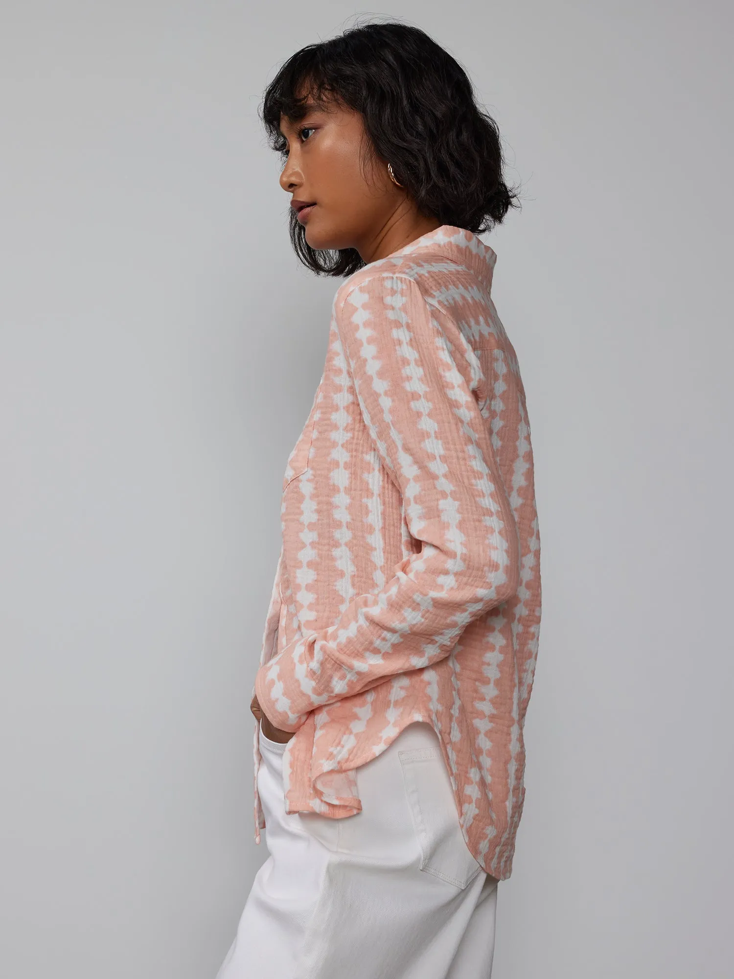 Long Sleeve Gauze Tie-Dye Shirt