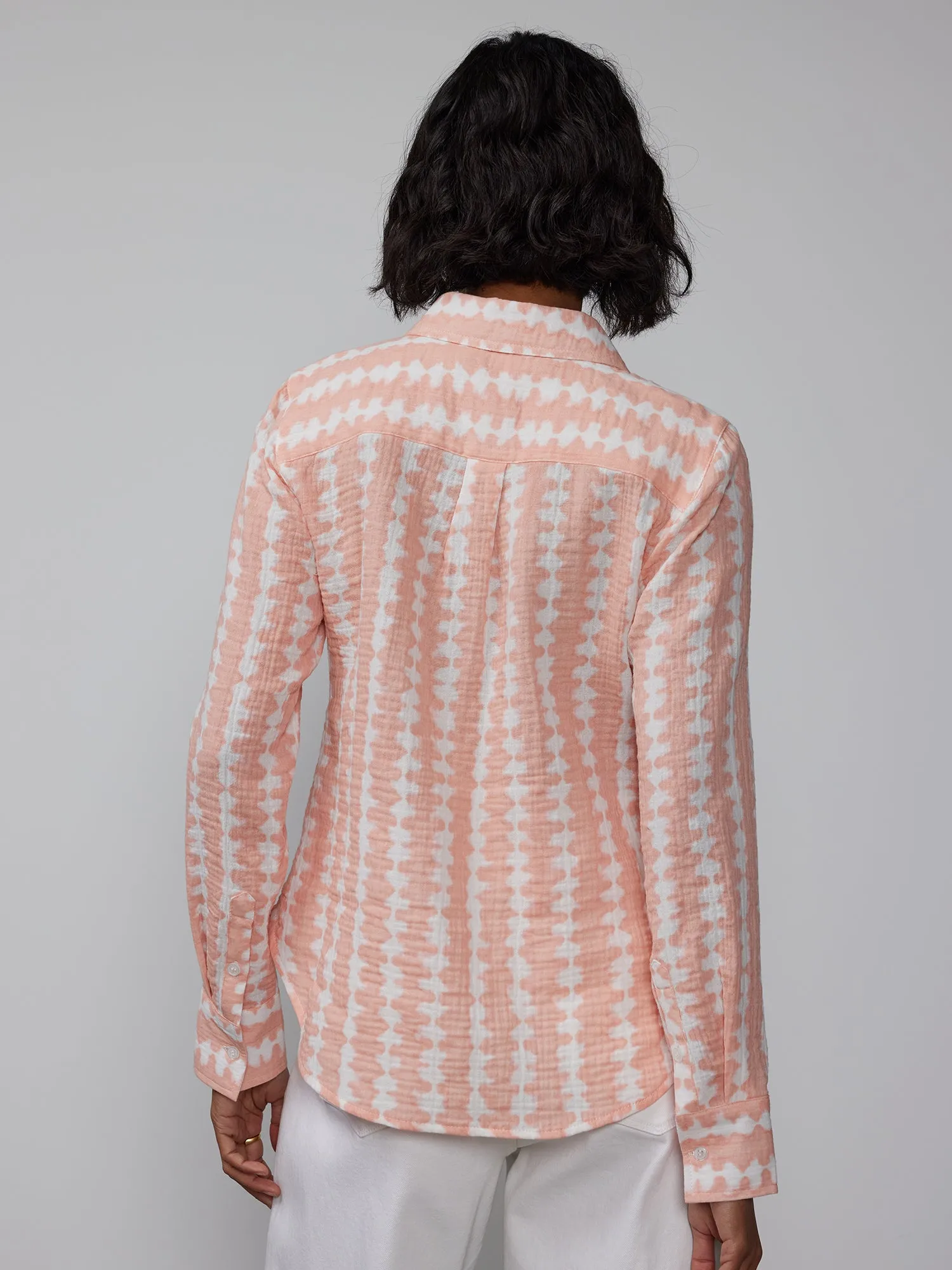 Long Sleeve Gauze Tie-Dye Shirt