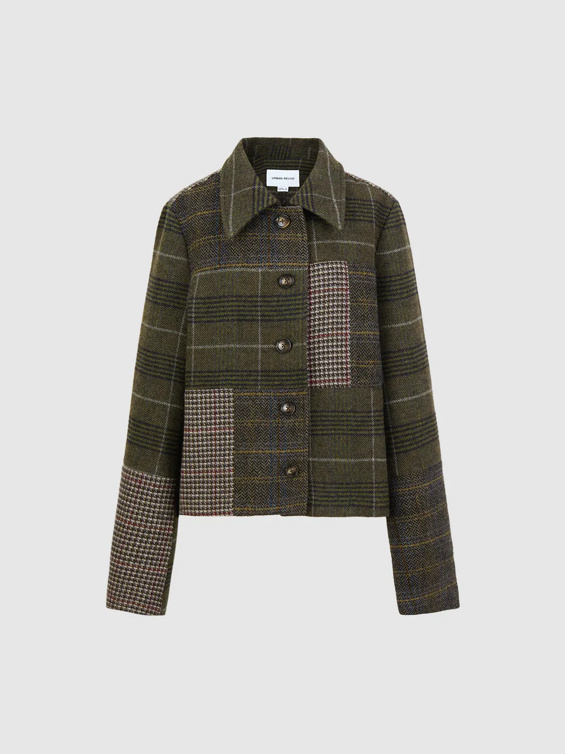 Loose Patchwork Button Up Jackets