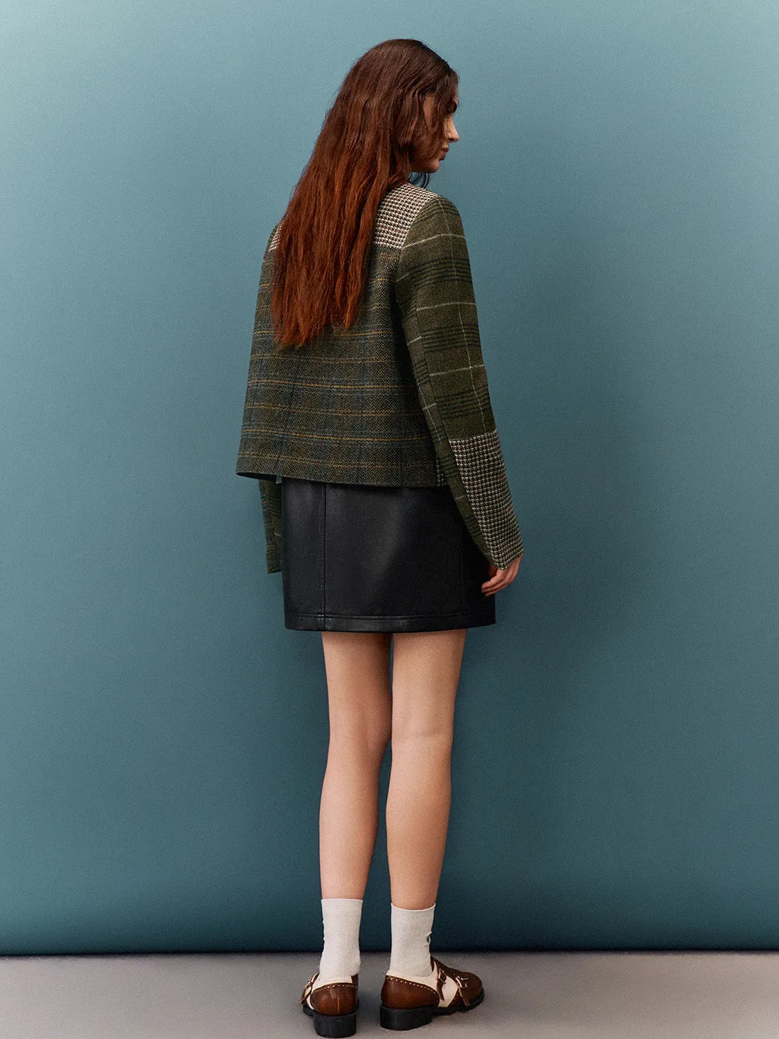 Loose Patchwork Button Up Jackets
