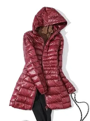 LVSANW 0-10℃ Winter Jackets Women White Duck Down Long Coat Female Hooded Quilted Parkas Ultra Light Portable Down Coats for Women