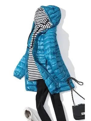 LVSANW 0-10℃ Winter Jackets Women White Duck Down Long Coat Female Hooded Quilted Parkas Ultra Light Portable Down Coats for Women