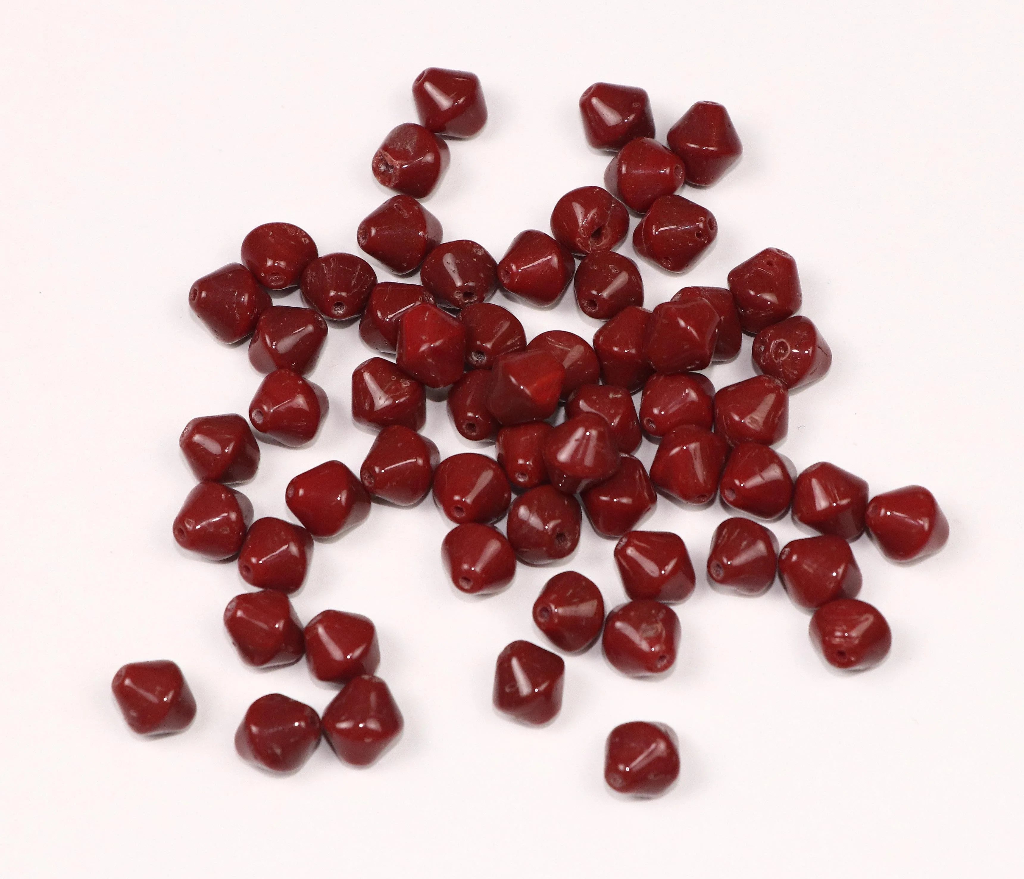 Maroon Bicone Fancy Glass Beads- 8x8 mm