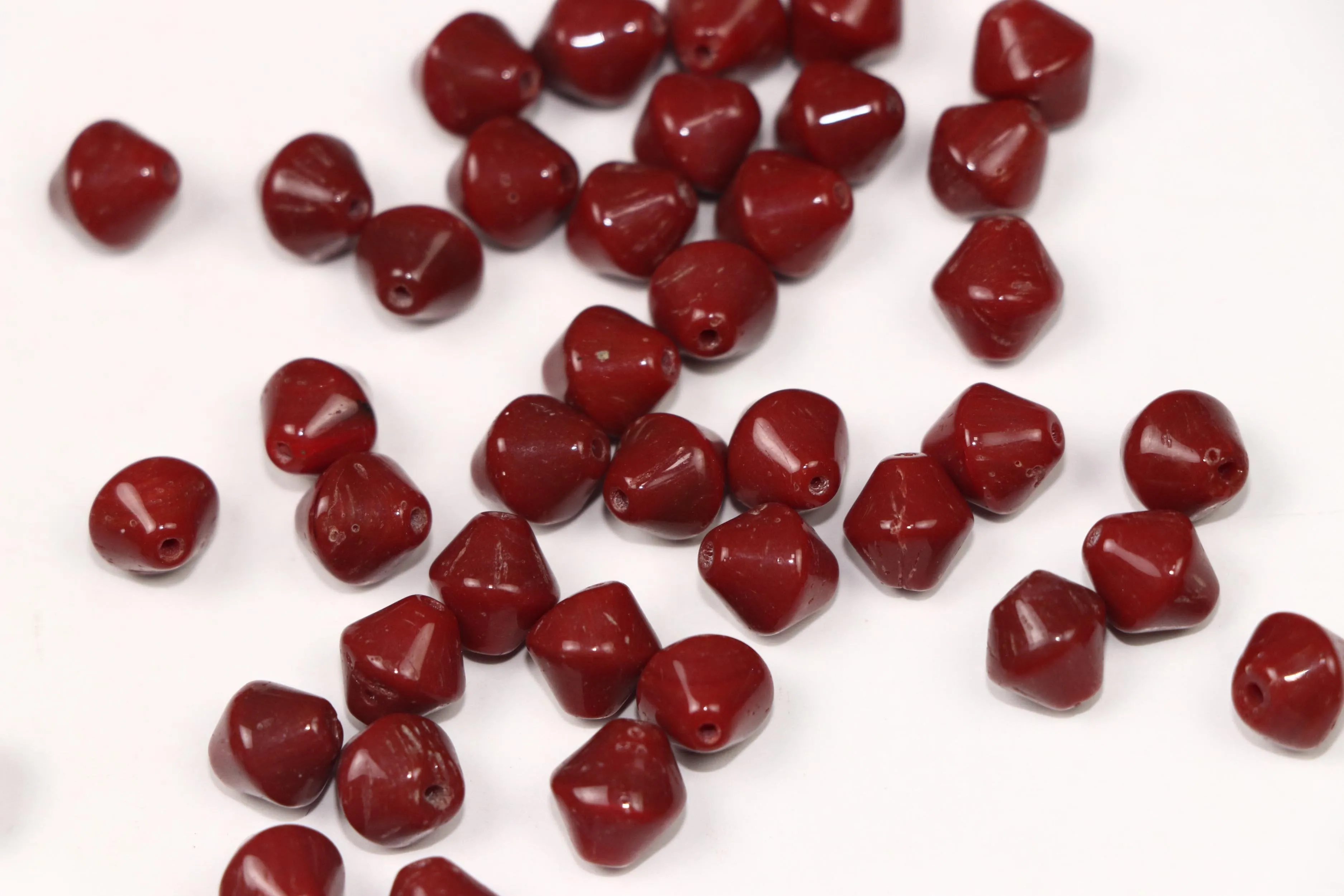 Maroon Bicone Fancy Glass Beads- 8x8 mm