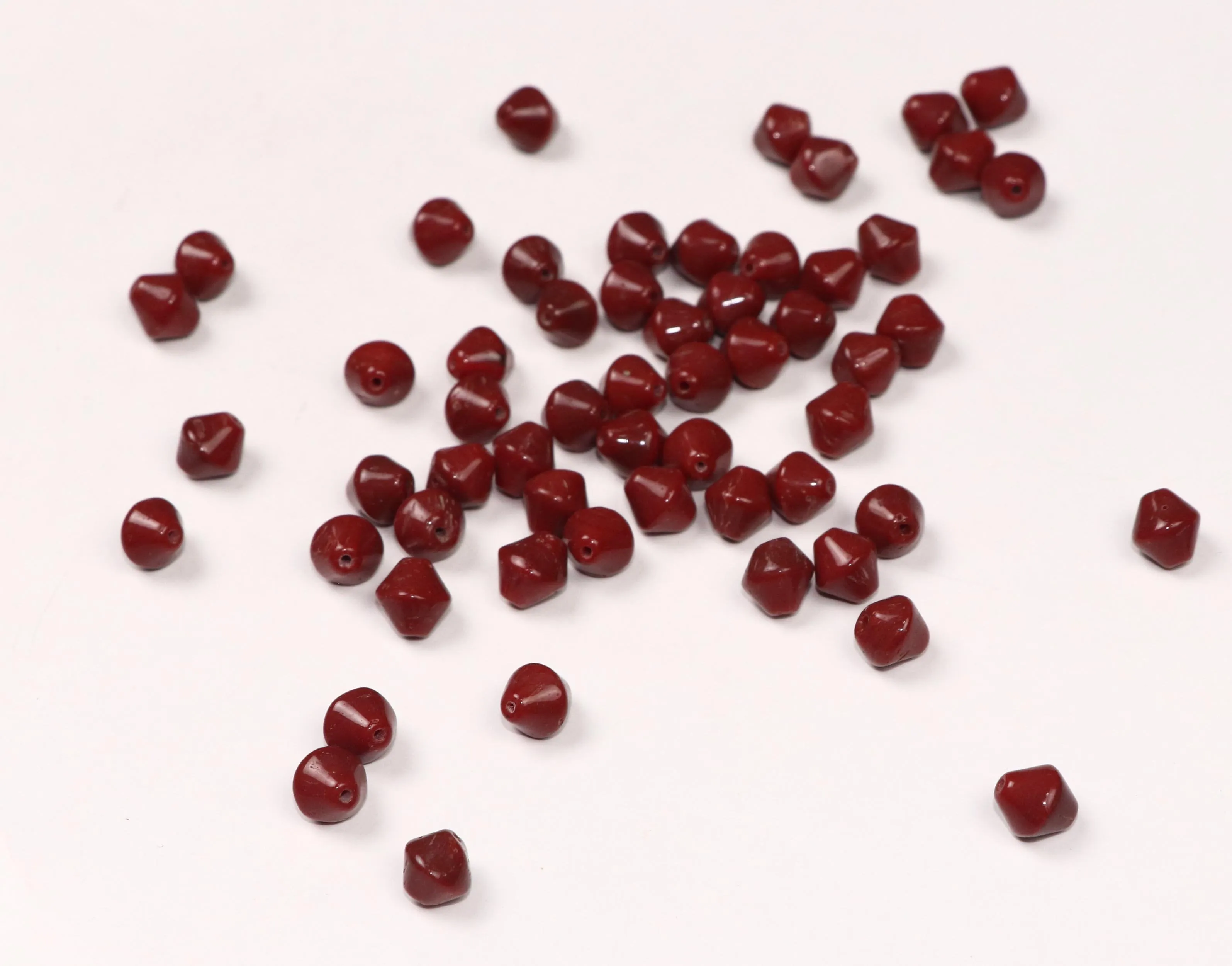 Maroon Bicone Fancy Glass Beads- 8x8 mm