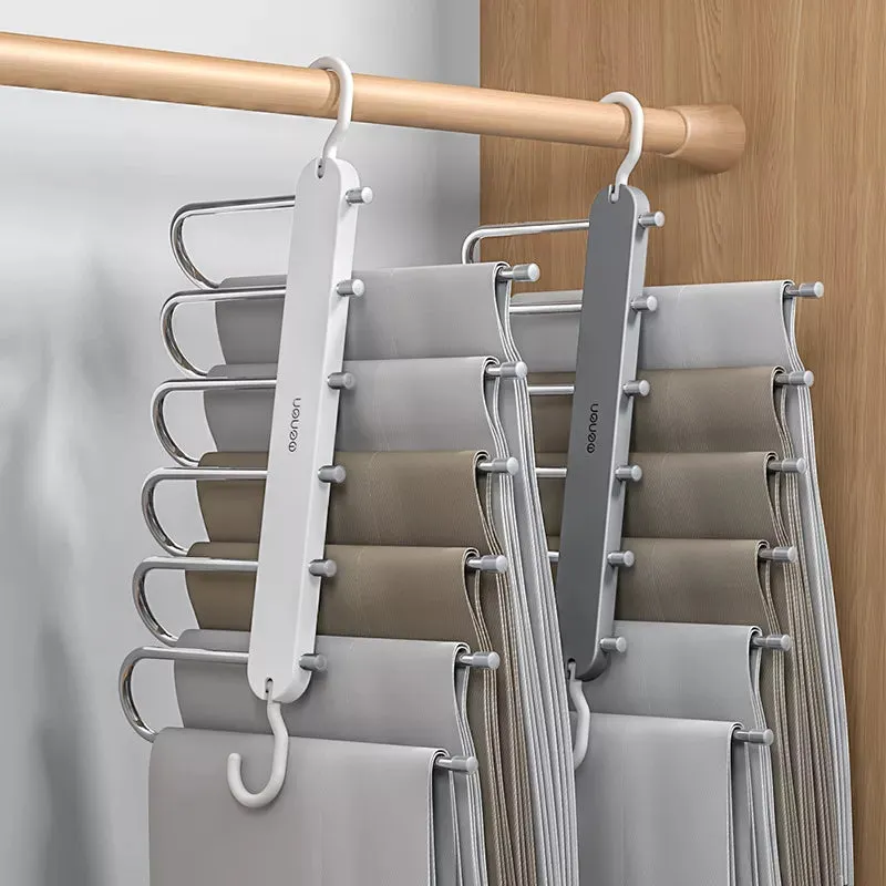 Multi-functional 6 in 1 Pants Hanger For Clothes Rack adjustablanizer Trouser Storage