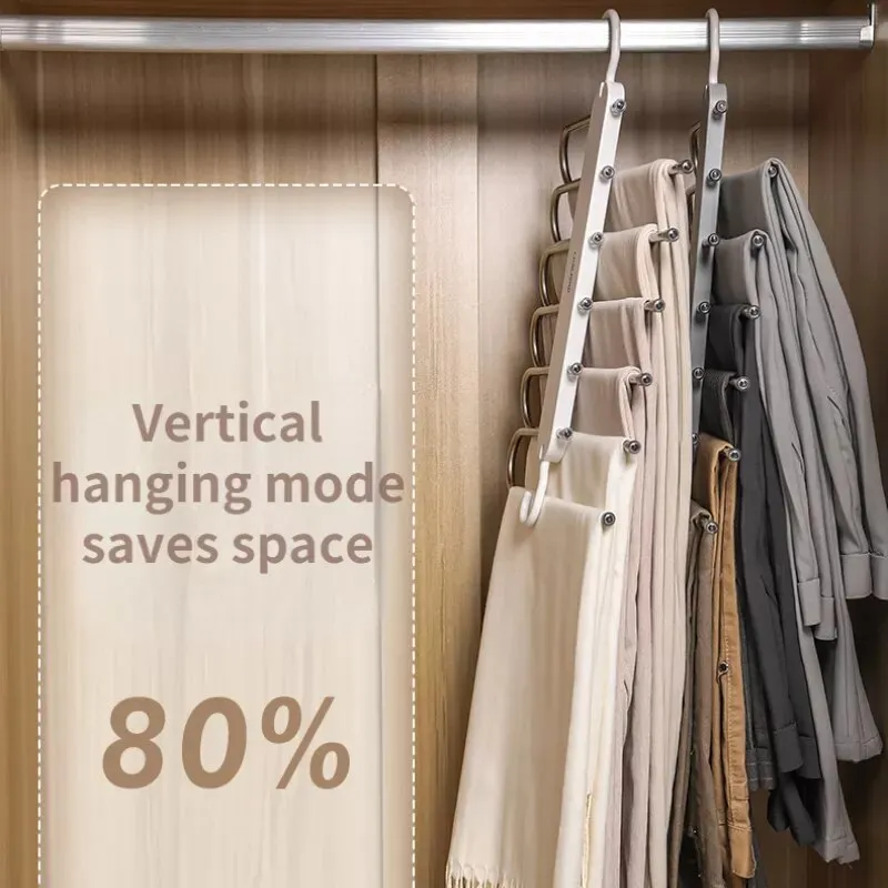 Multi-functional 6 in 1 Pants Hanger For Clothes Rack adjustablanizer Trouser Storage