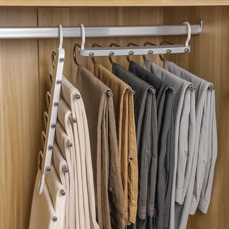 Multi-functional 6 in 1 Pants Hanger For Clothes Rack adjustablanizer Trouser Storage