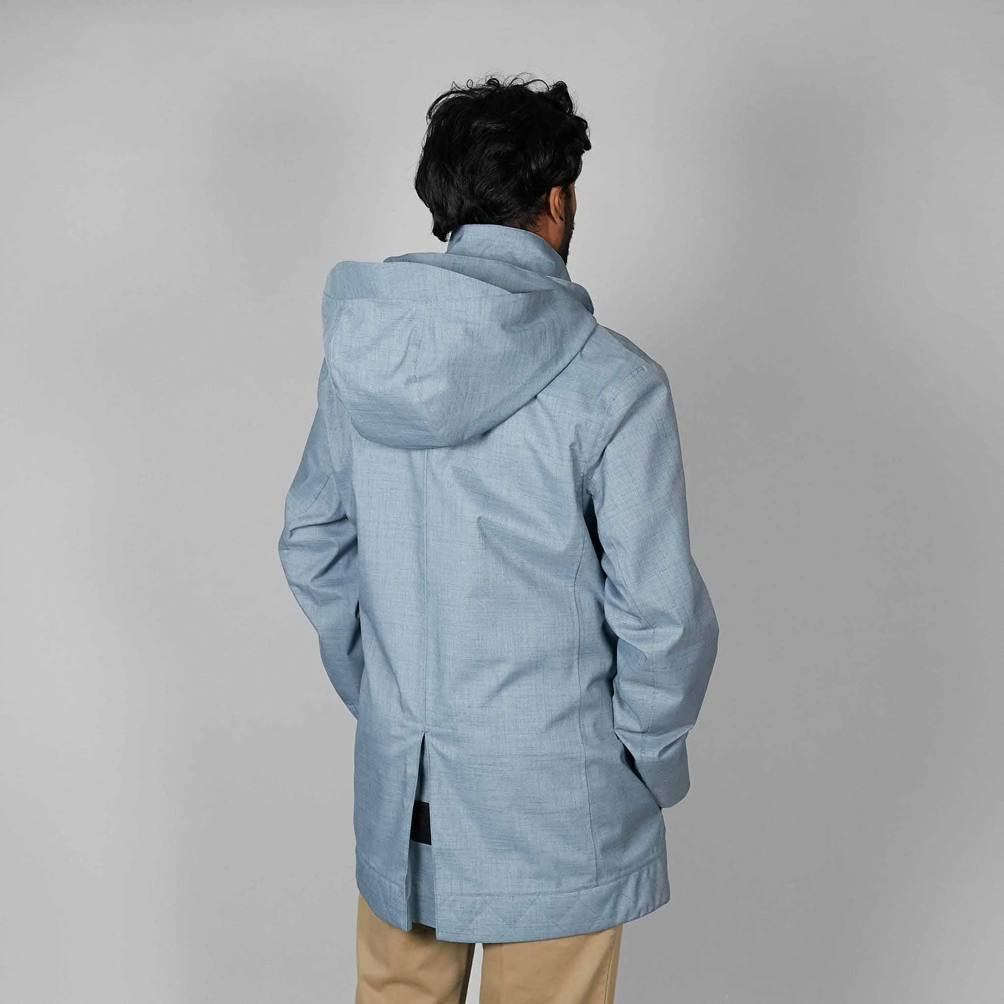 Norwegian Rain Caban Single Breasted Rain Coat Light Blue