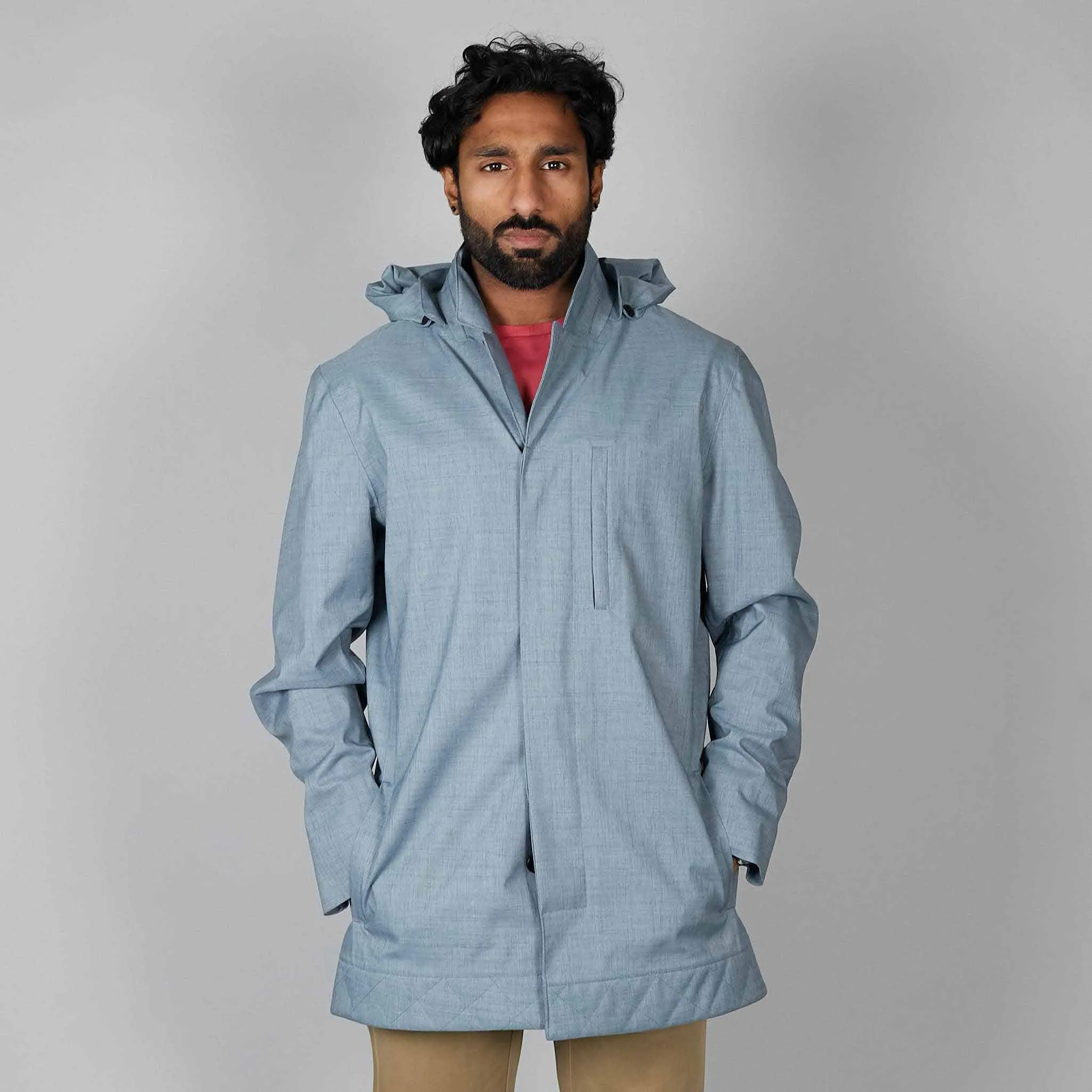 Norwegian Rain Caban Single Breasted Rain Coat Light Blue