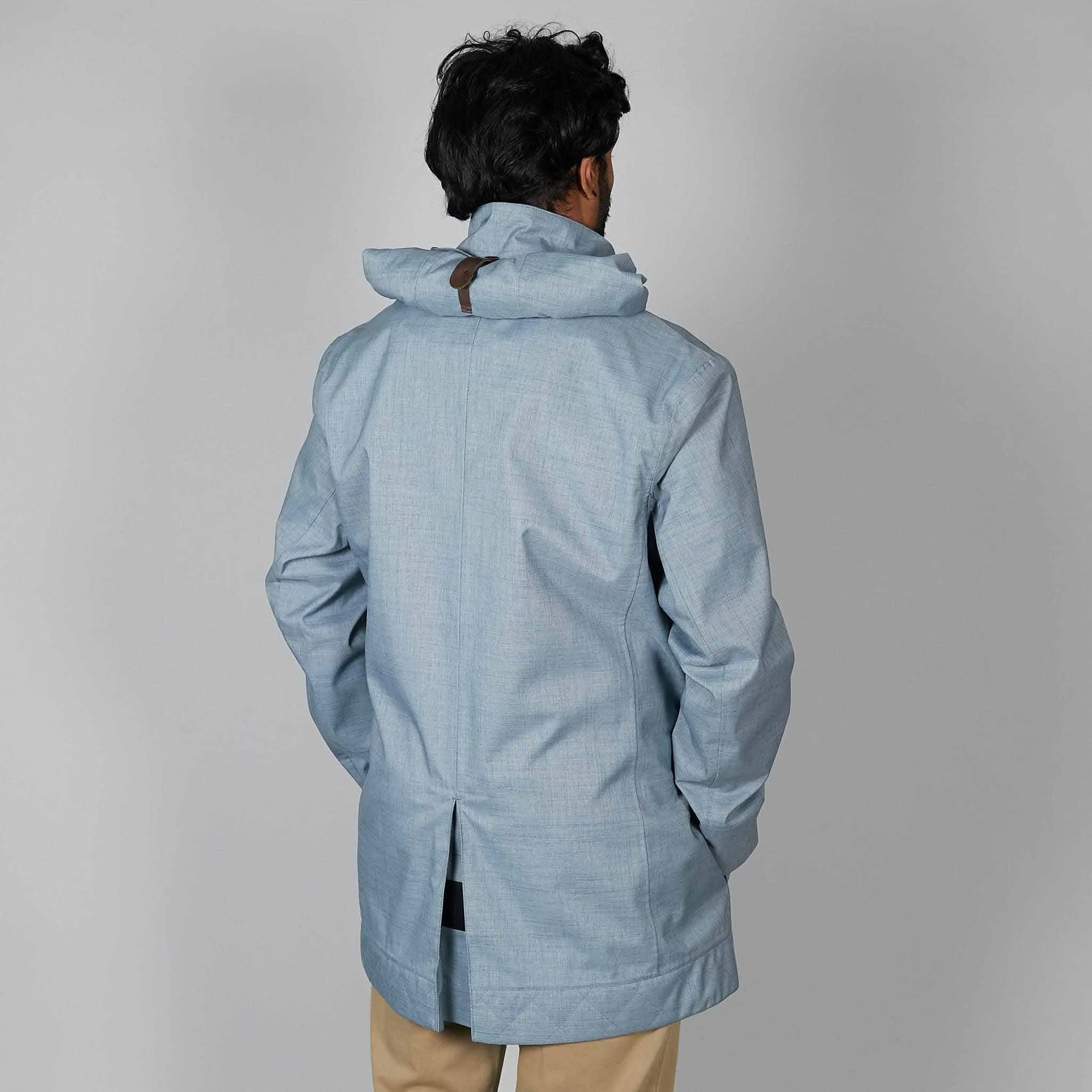 Norwegian Rain Caban Single Breasted Rain Coat Light Blue