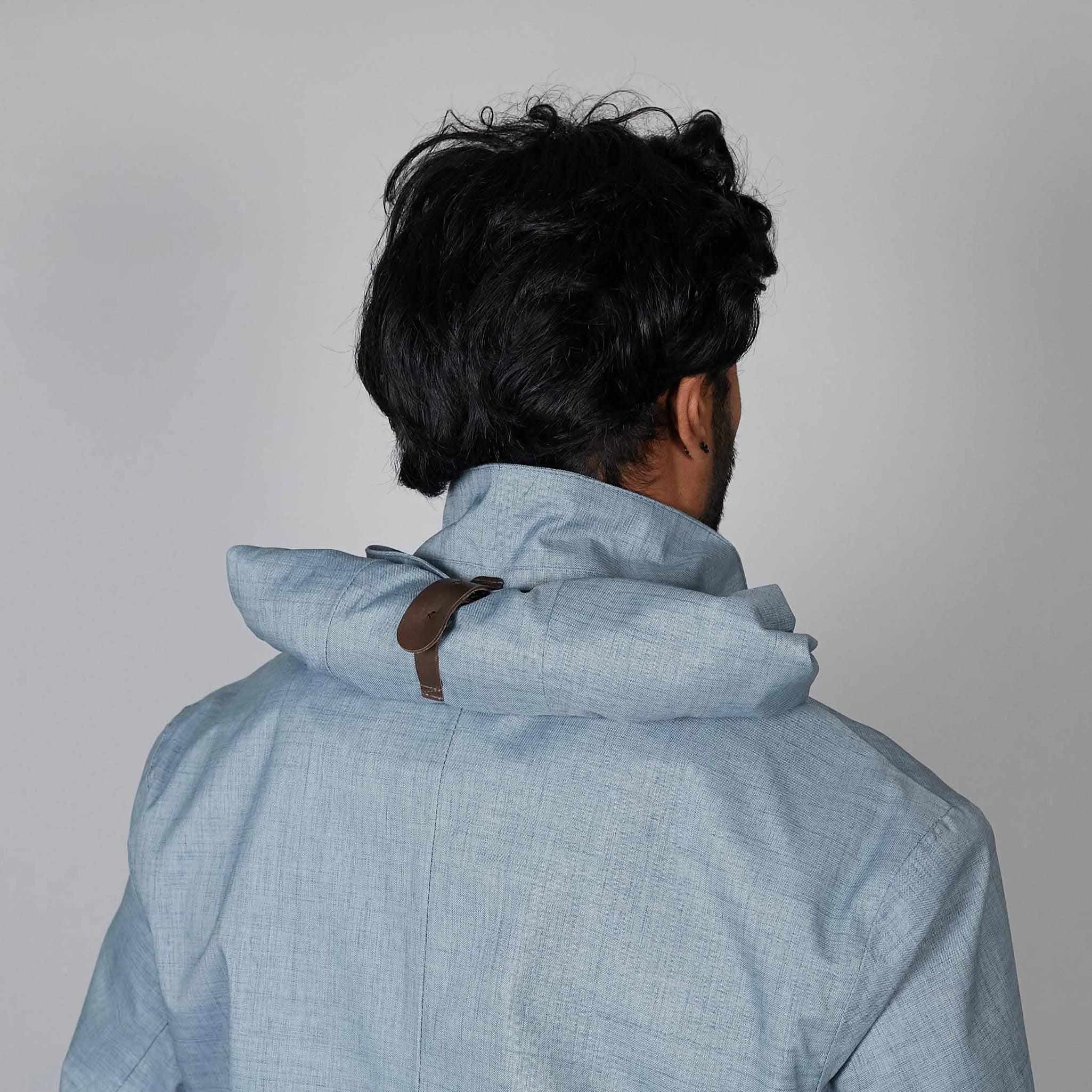 Norwegian Rain Caban Single Breasted Rain Coat Light Blue