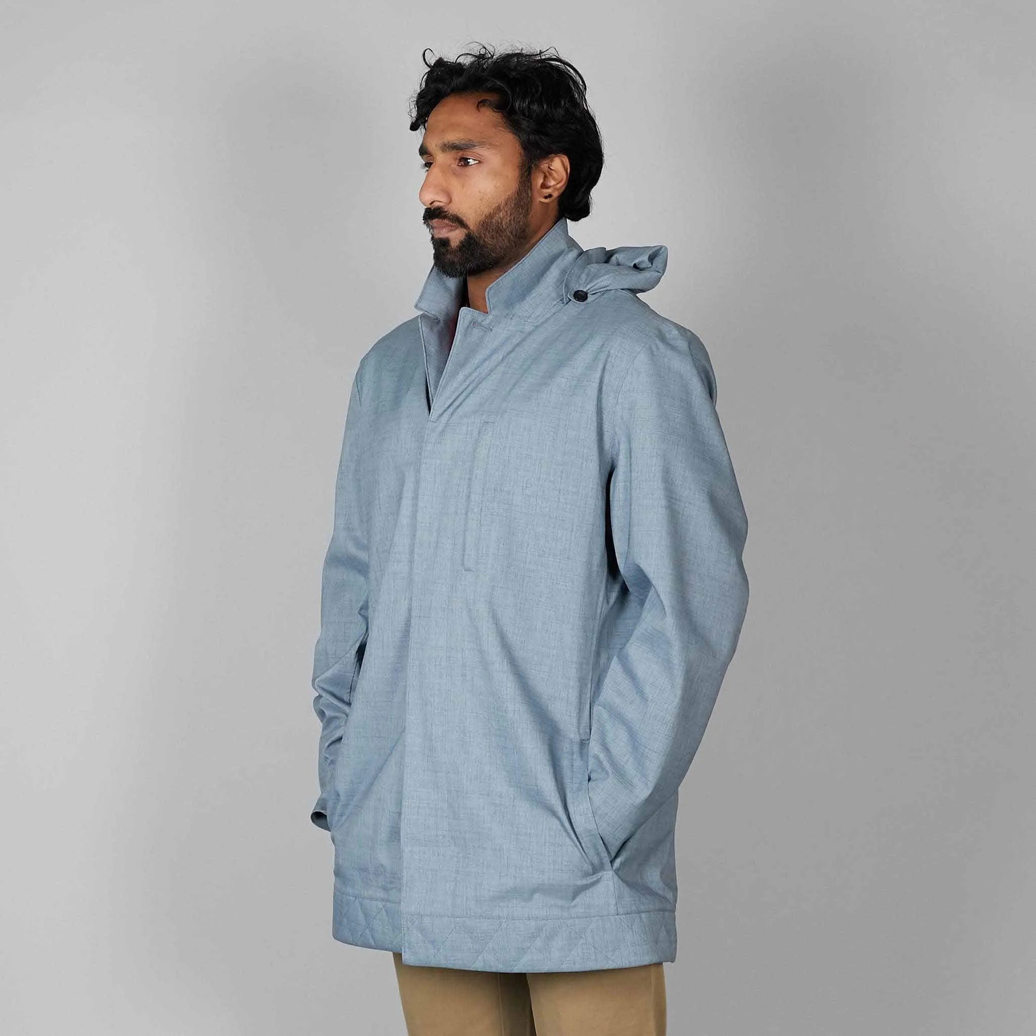 Norwegian Rain Caban Single Breasted Rain Coat Light Blue