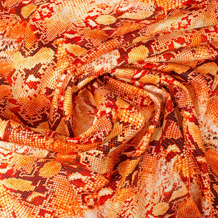 Orange Snakeskin Printed Luxury Cotton