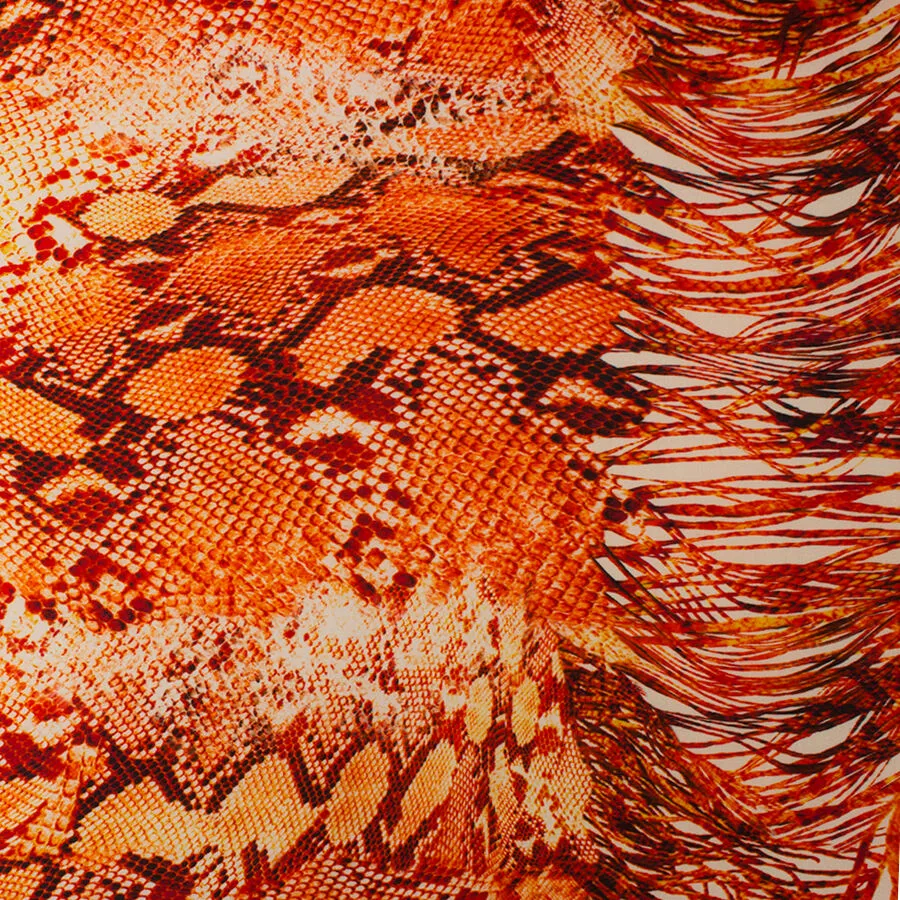 Orange Snakeskin Printed Luxury Cotton