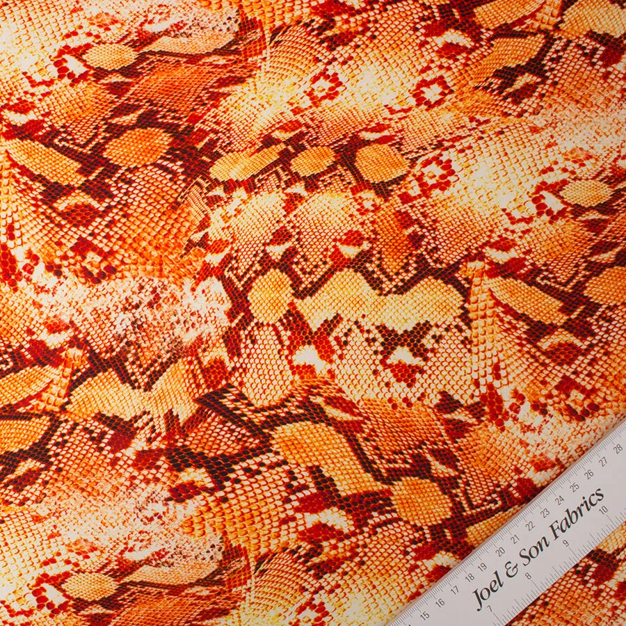 Orange Snakeskin Printed Luxury Cotton