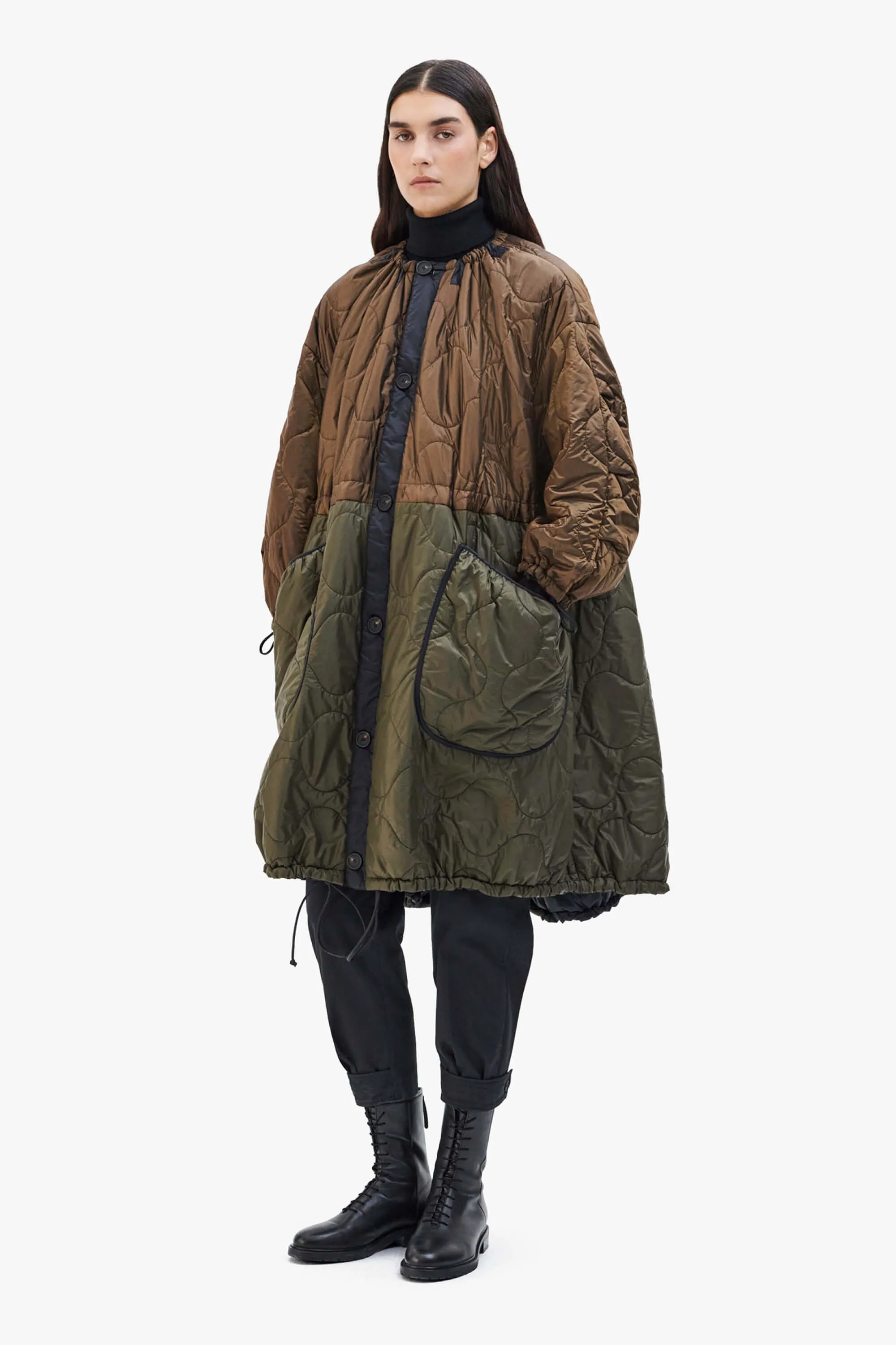 Parachute Quilt Parka - Bronze / Black