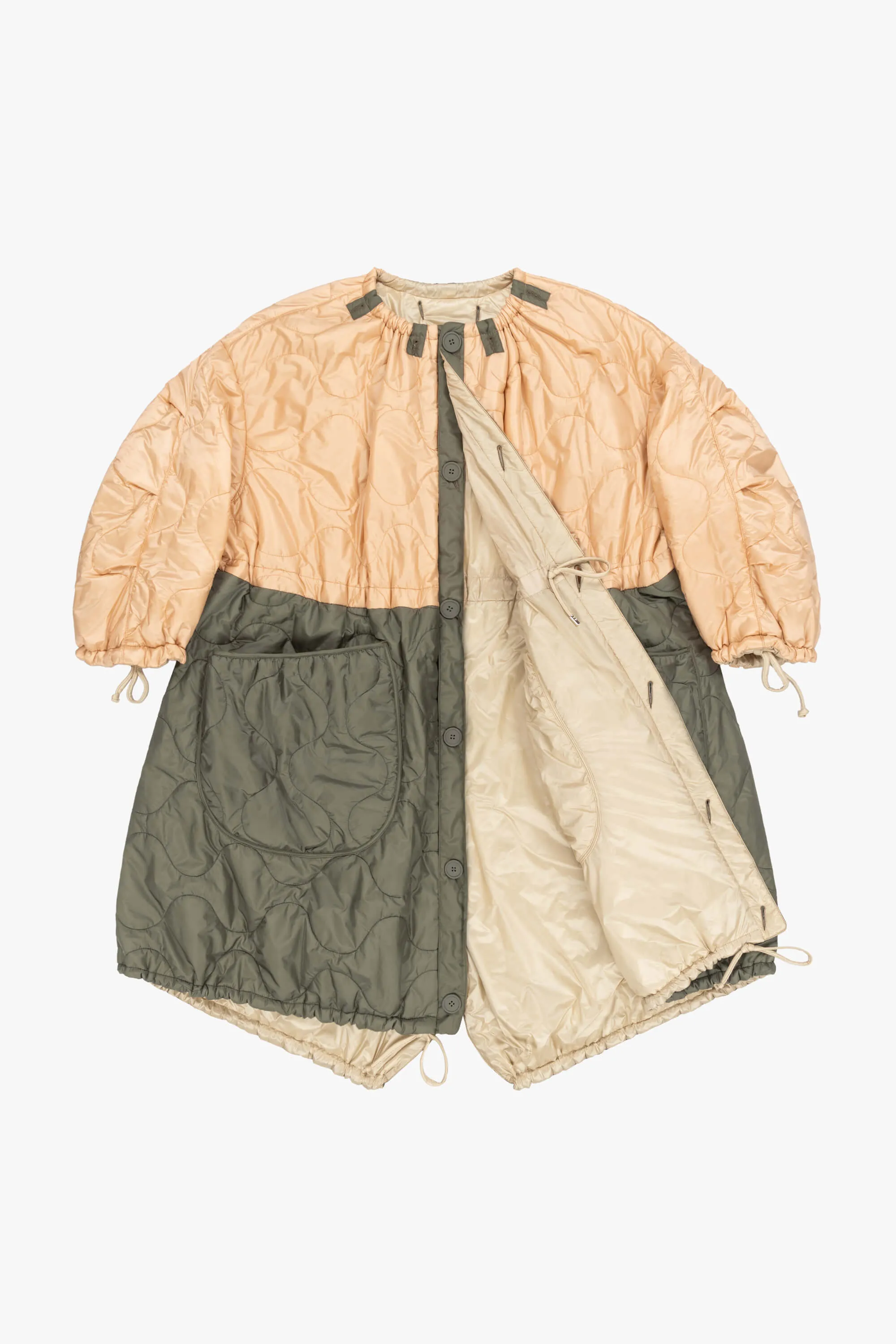 Parachute Quilt Parka - Soft Peach / Oyster