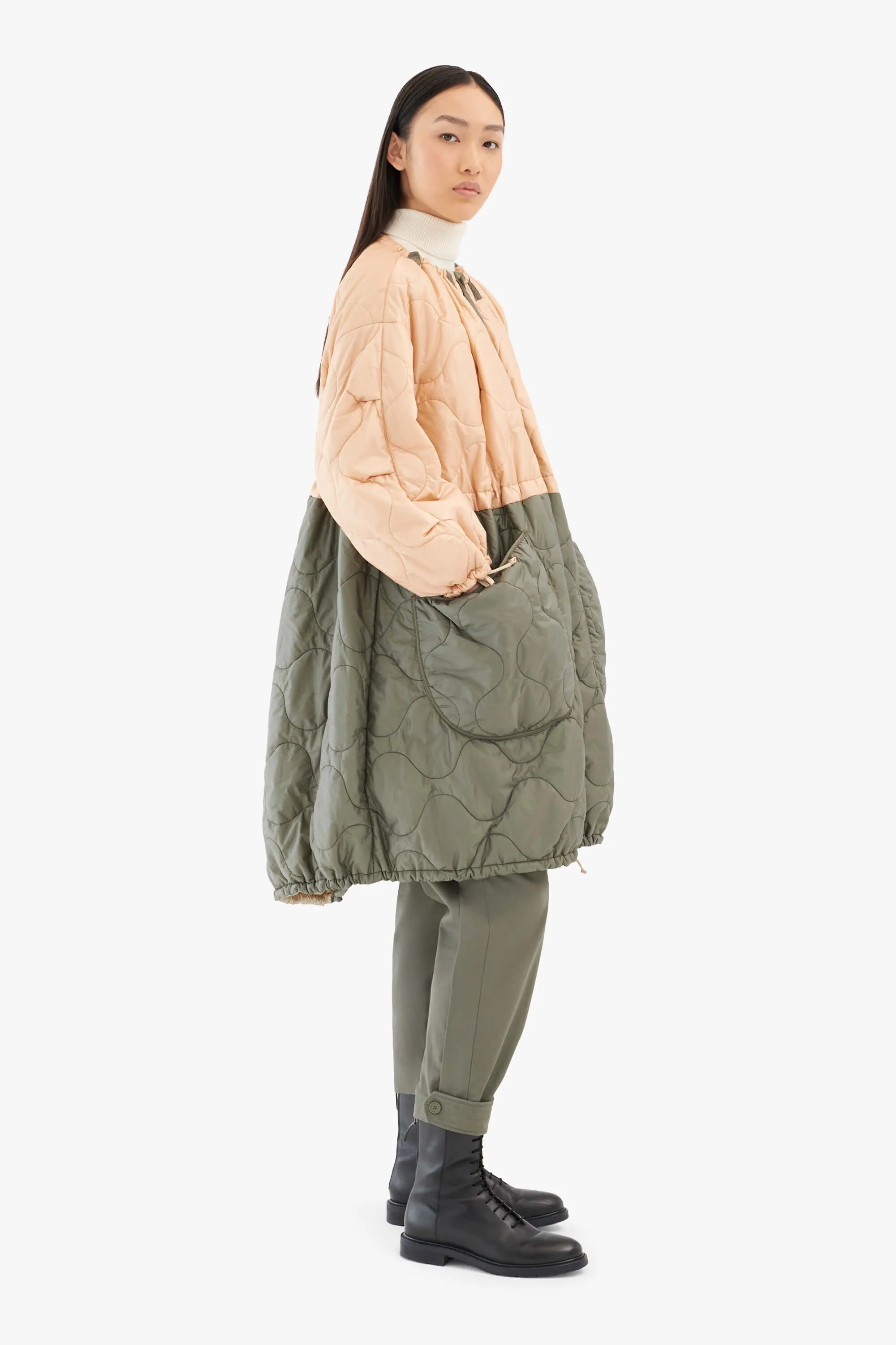 Parachute Quilt Parka - Soft Peach / Oyster