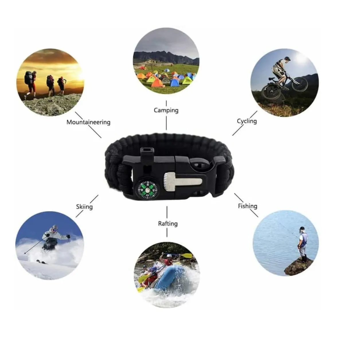 Paracord Multi-functional 5 in 1 Survival Bracelet - Camouflage