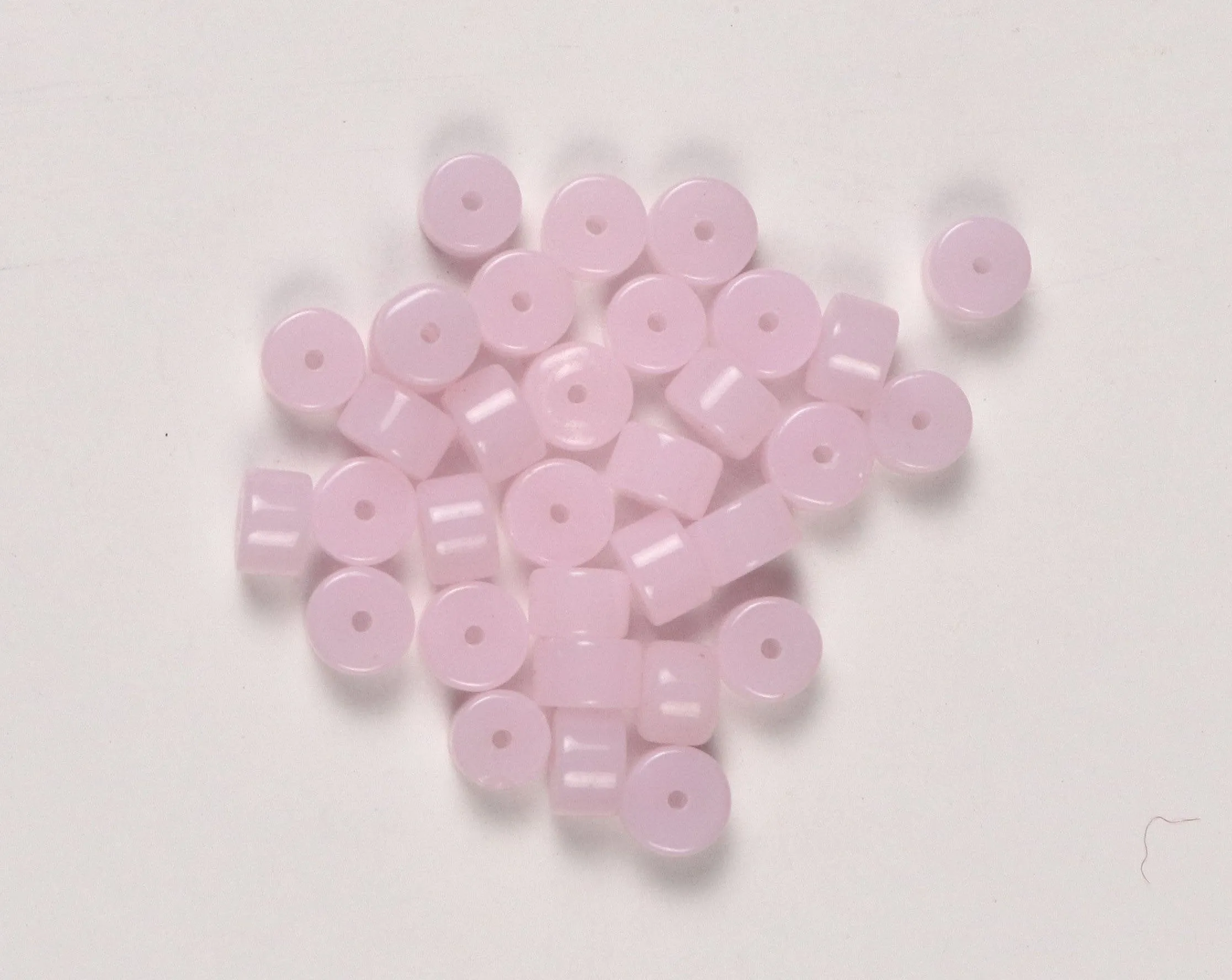 Pink Fancy Cylindrical Glass Beads- 8x6 mm