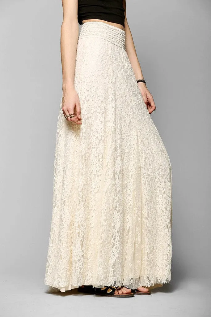 Popular Europe Slim Look High Waist See Through  Lace Skirt Mid-Length Flare Skirt