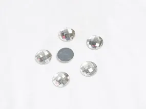 Silver Flat Circular Glass Stones - 18 mm