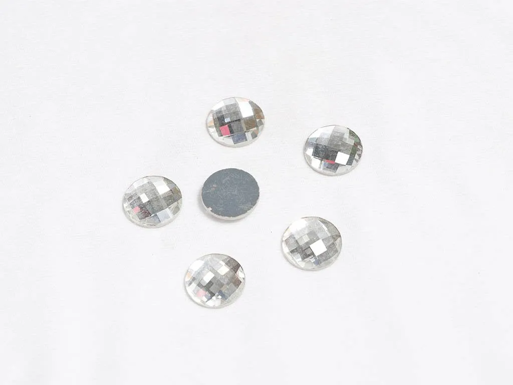 Silver Flat Circular Glass Stones - 18 mm