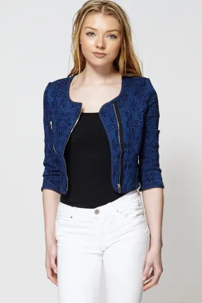 Textured Zipper Crop Jacket