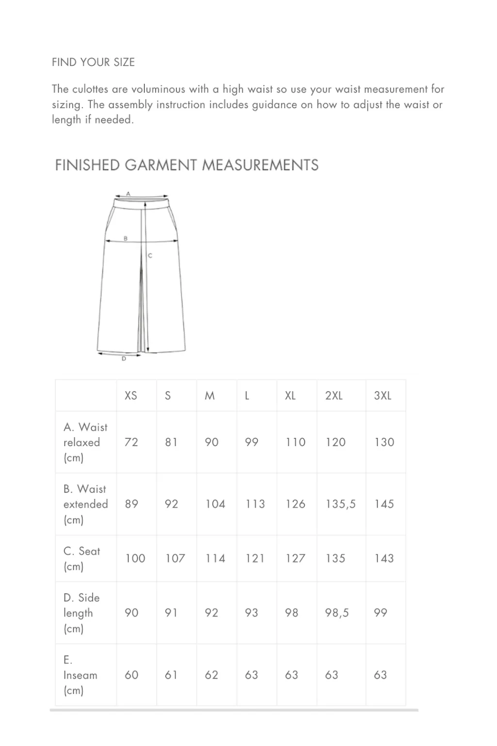 THE ASSEMBLY LINE • Culottes Sewing Pattern (XS - L)
