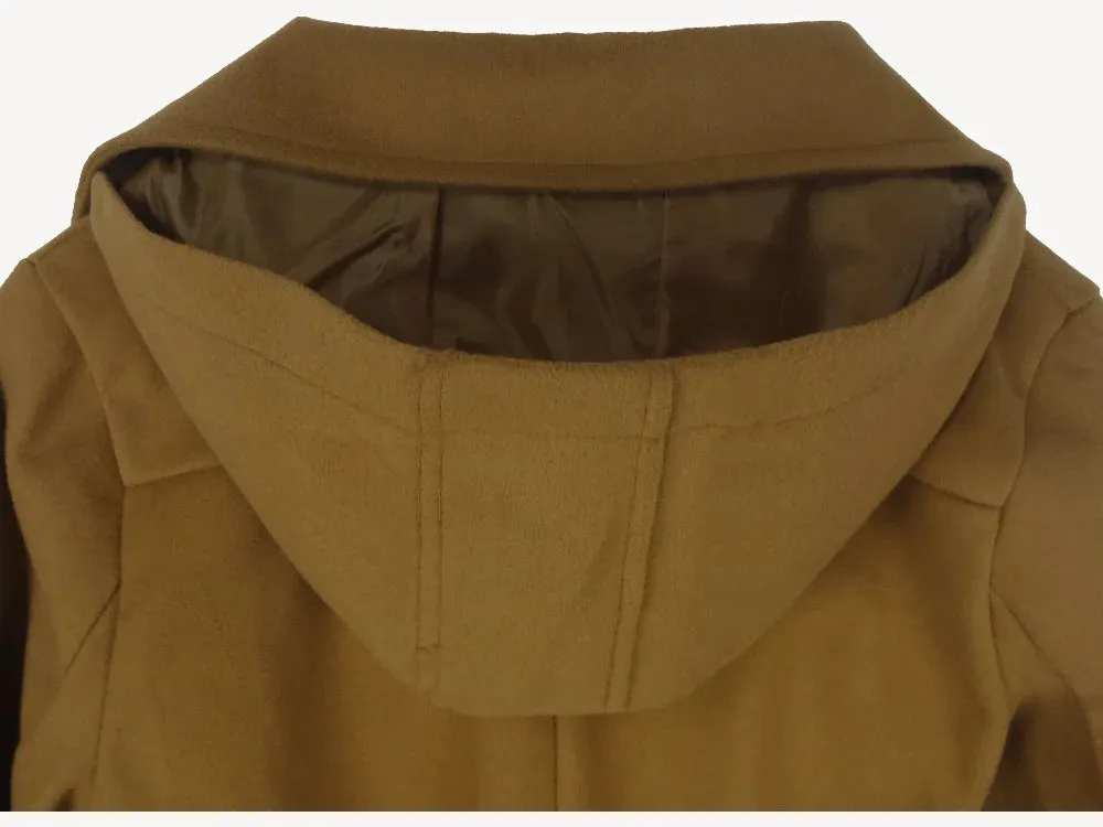 Weibliche Mit Kapuze Frau Jacken Mid-länge Zweireiher Damen Mäntel Woolen Revers Turndown CollarTop Winter Jacke Streetwear