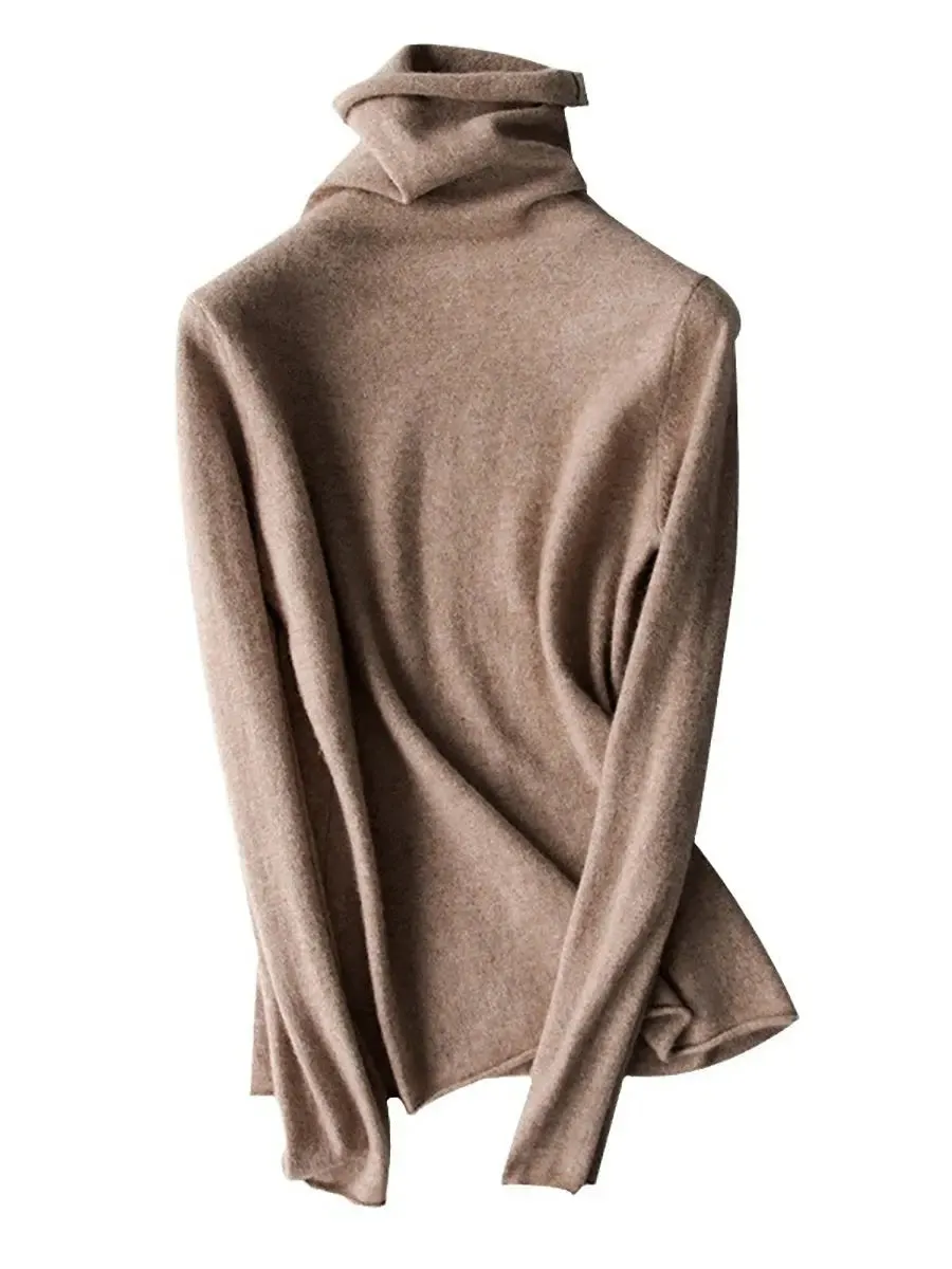 Women Wool Solid Turtleneck Baseshirt